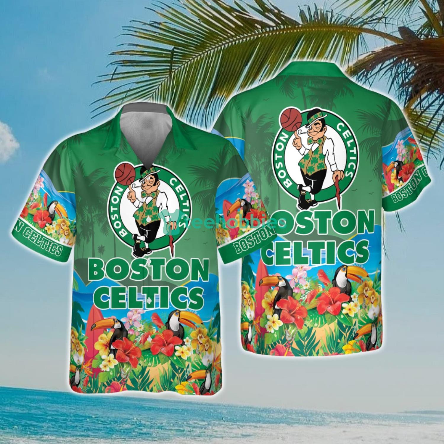 NBA Boston Celtics And Toucan Beach Hawaiian Shirt Product Photo 1