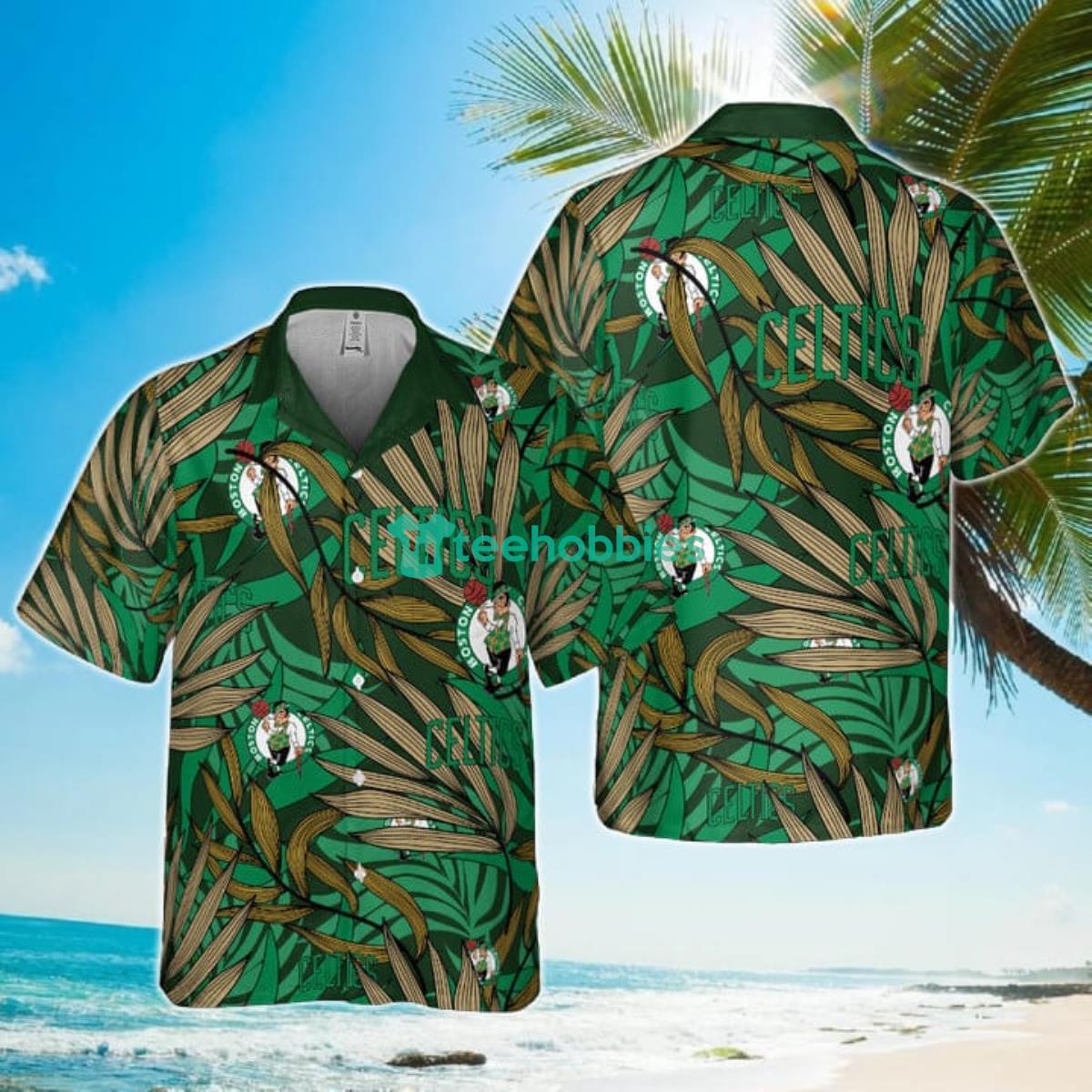 NBA Boston Celtics Tropical Palm Leaves Hawaiian Shirt Product Photo 1