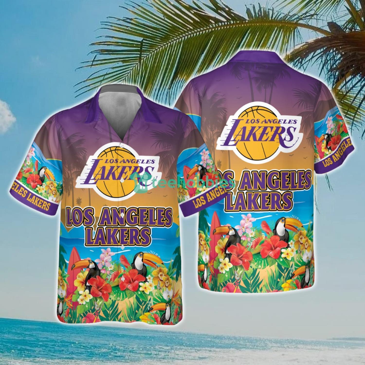 NBA Los Angeles Lakers And Toucan Beach Hawaiian Shirt Product Photo 1