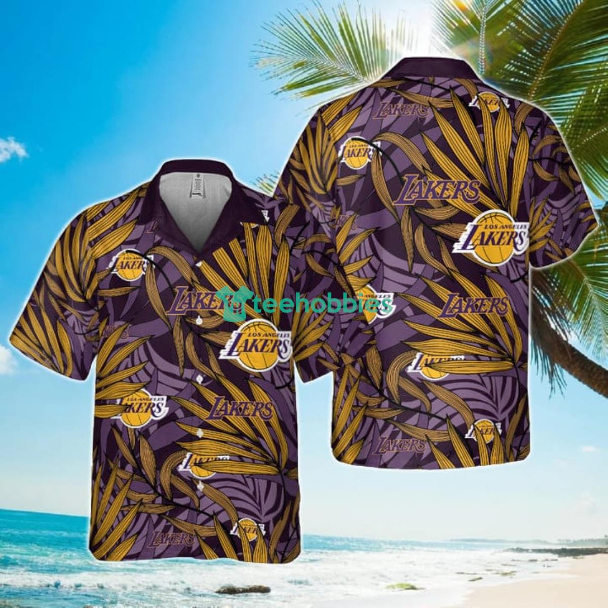 NBA Los Angeles Lakers Tropical Palm Leaves Hawaiian Shirt Product Photo 1