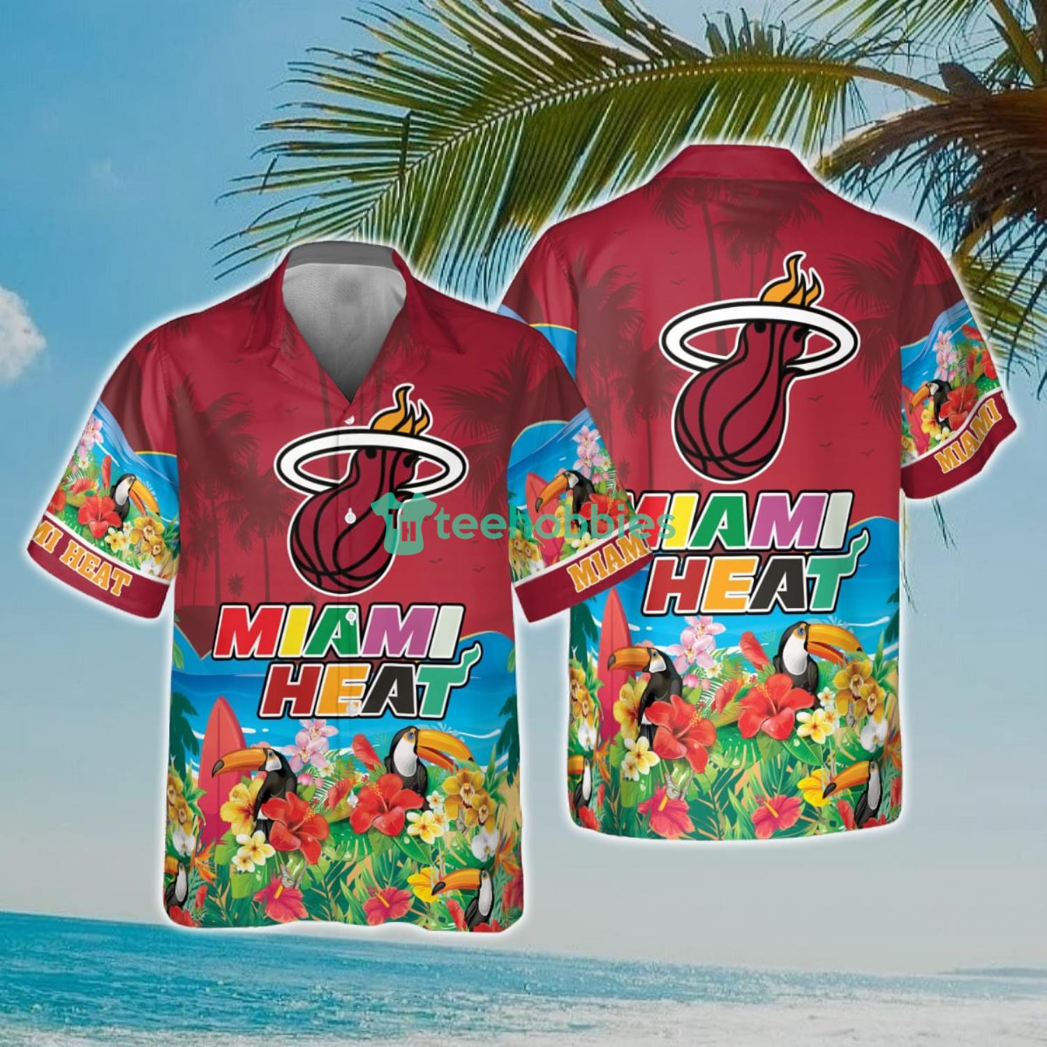 NBA Miami Heat And Toucan Beach Hawaiian Shirt Product Photo 1