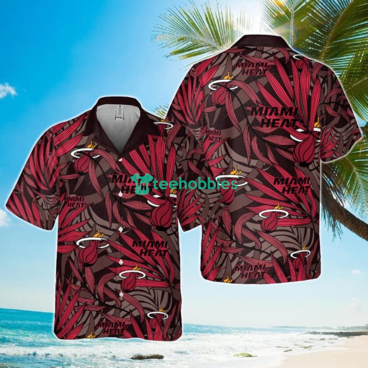 NBA Miami Heat Tropical Palm Leaves Hawaiian Shirt Product Photo 1