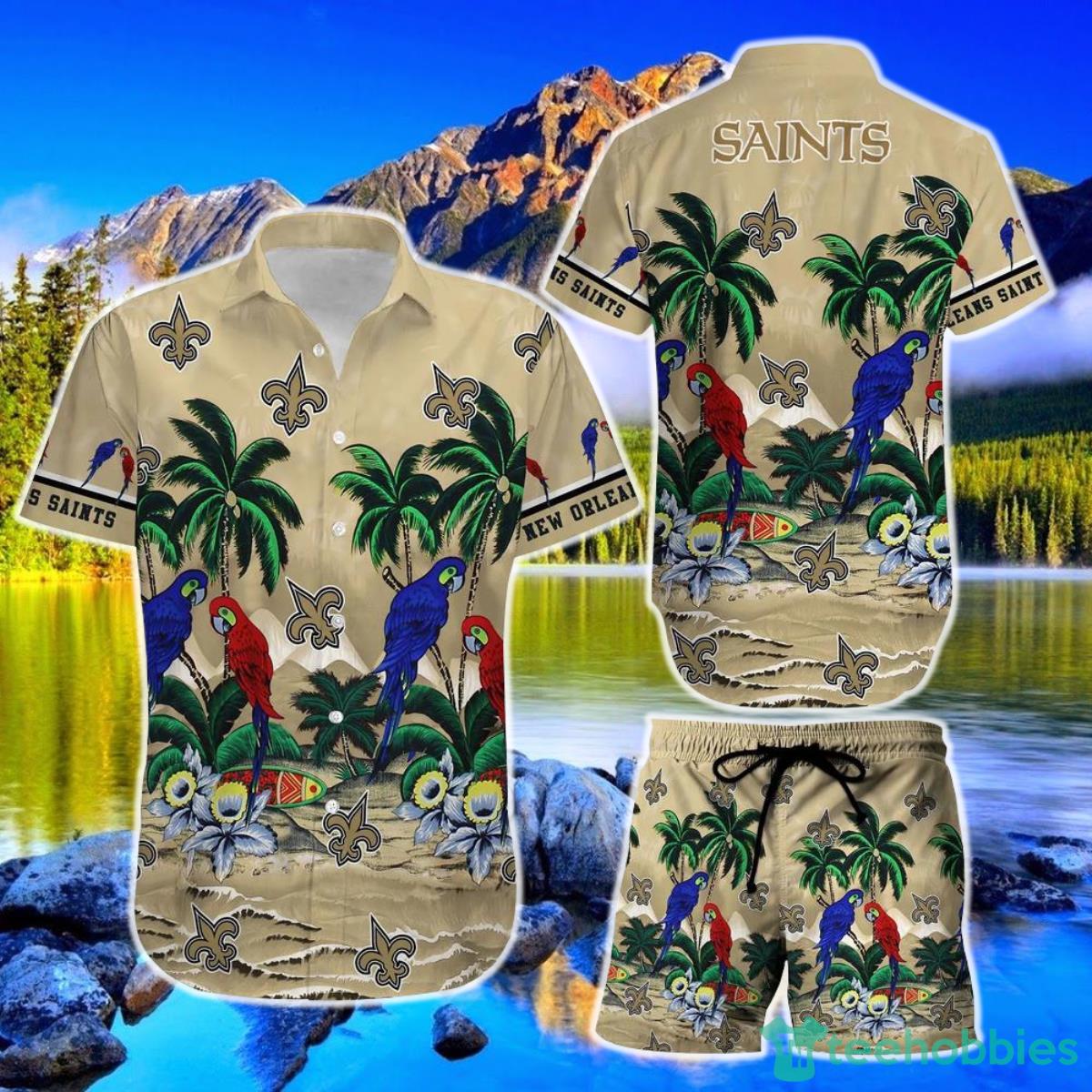 New Orleans Saints NFL Football Hawaiian Shirt And Short Graphic Summer Tropical Pattern Product Photo 1