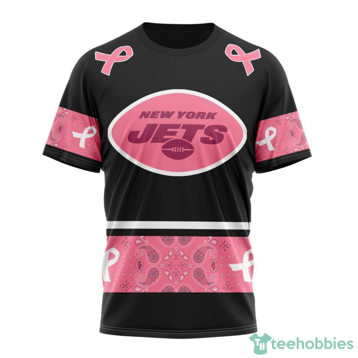 New York Jets Breast Cancer 3D Shirt Custom Name Product Photo 1