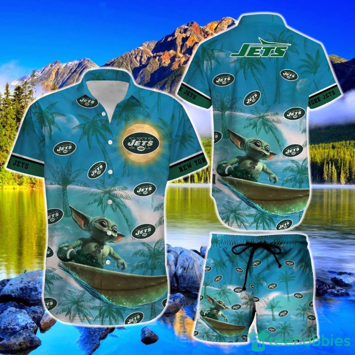 New York Jets Footbal NFL Baby Yoda Hawaiian Shirt And Short Style Summer Gift For Men Women Product Photo 1