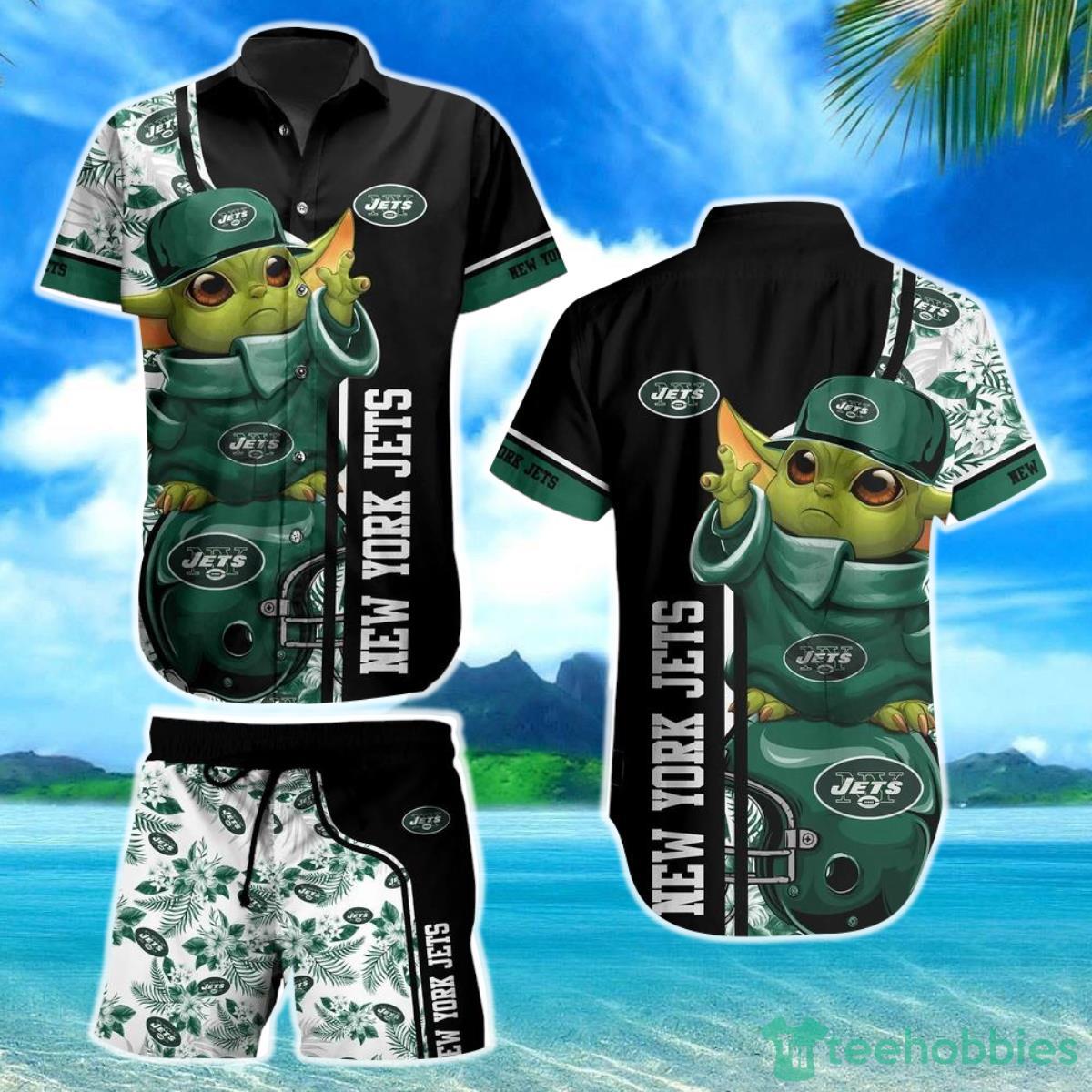 New York Jets Football NFL Baby Yoda Hawaiian Shirt And Short New Collection Summer Perfect Gift For Fan Product Photo 1