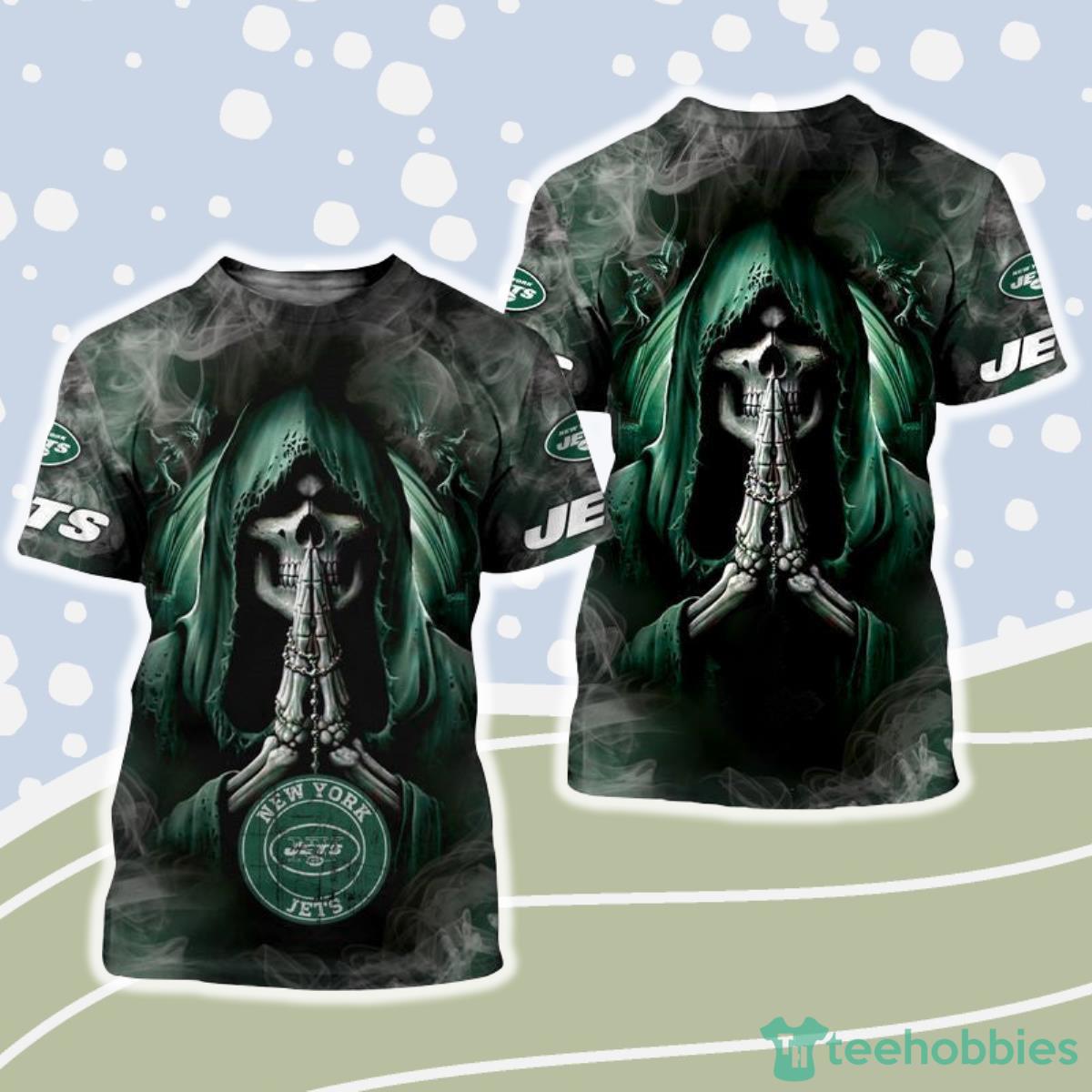 New York Jets NFL 3D Shirt Background Skull Smoke Product Photo 1