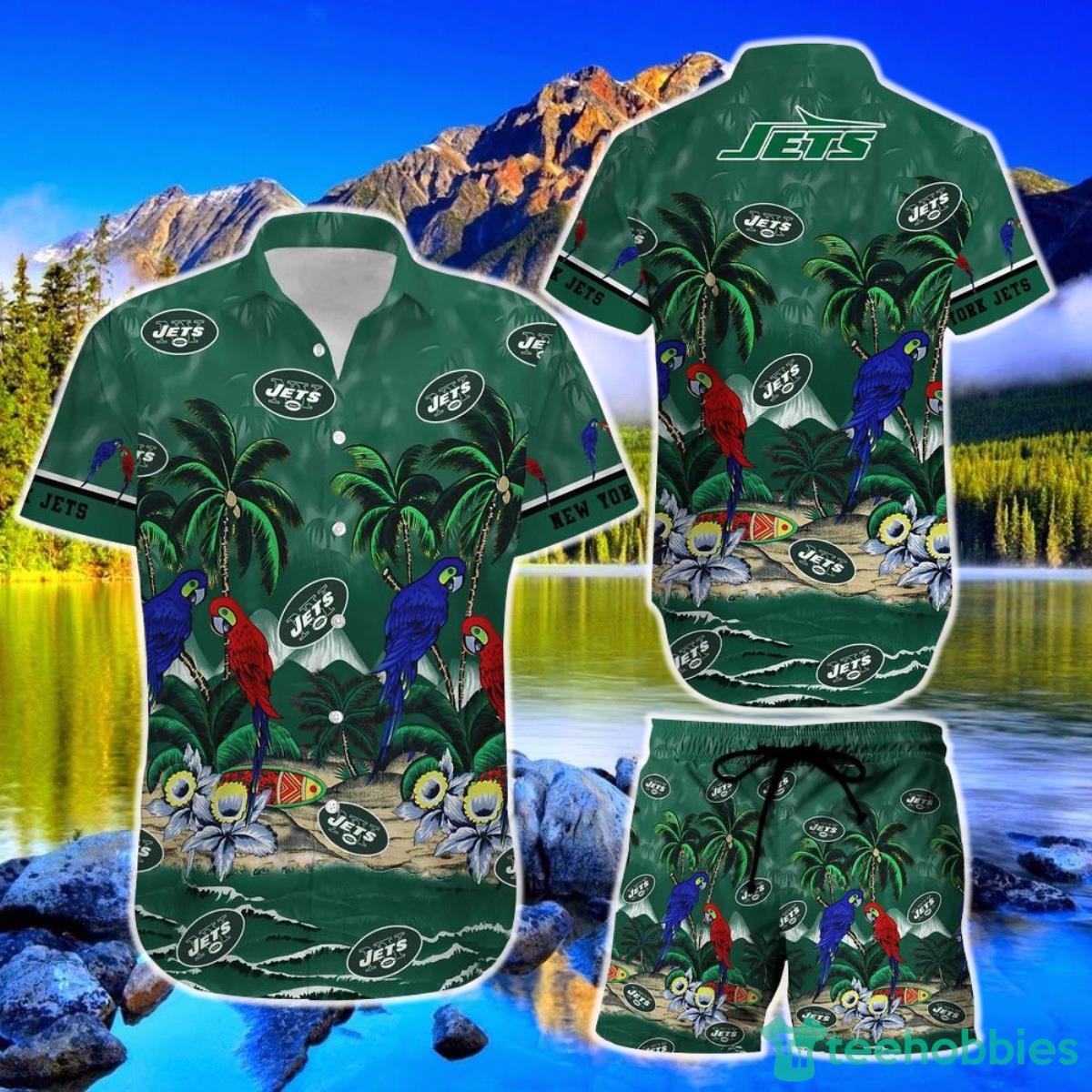 New York Jets NFL Football Hawaiian Shirt And Short Graphic Summer Tropical Pattern Product Photo 1