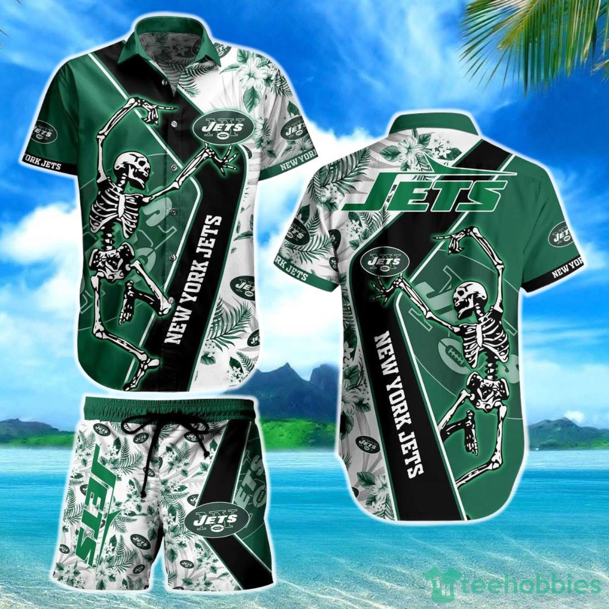 New York Jets NFL Hawaiian Shirt And Short Sekeleton Design Hot Short Styles For Men Women Product Photo 1