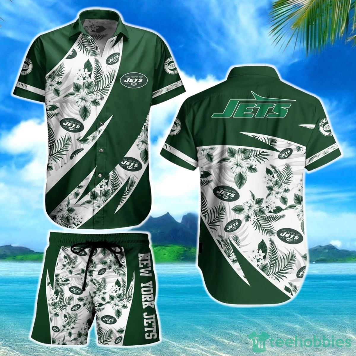 New York Jets NFL Hawaiian Shirt And Short Style Tropical Graphic Summer For Awesome Fans Product Photo 1