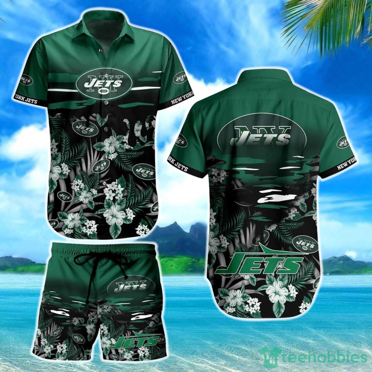 New York Jets NFL Hawaiian Shirt And Short Tropical Pattern Beach Shirt New Gift For Best Fan Product Photo 1