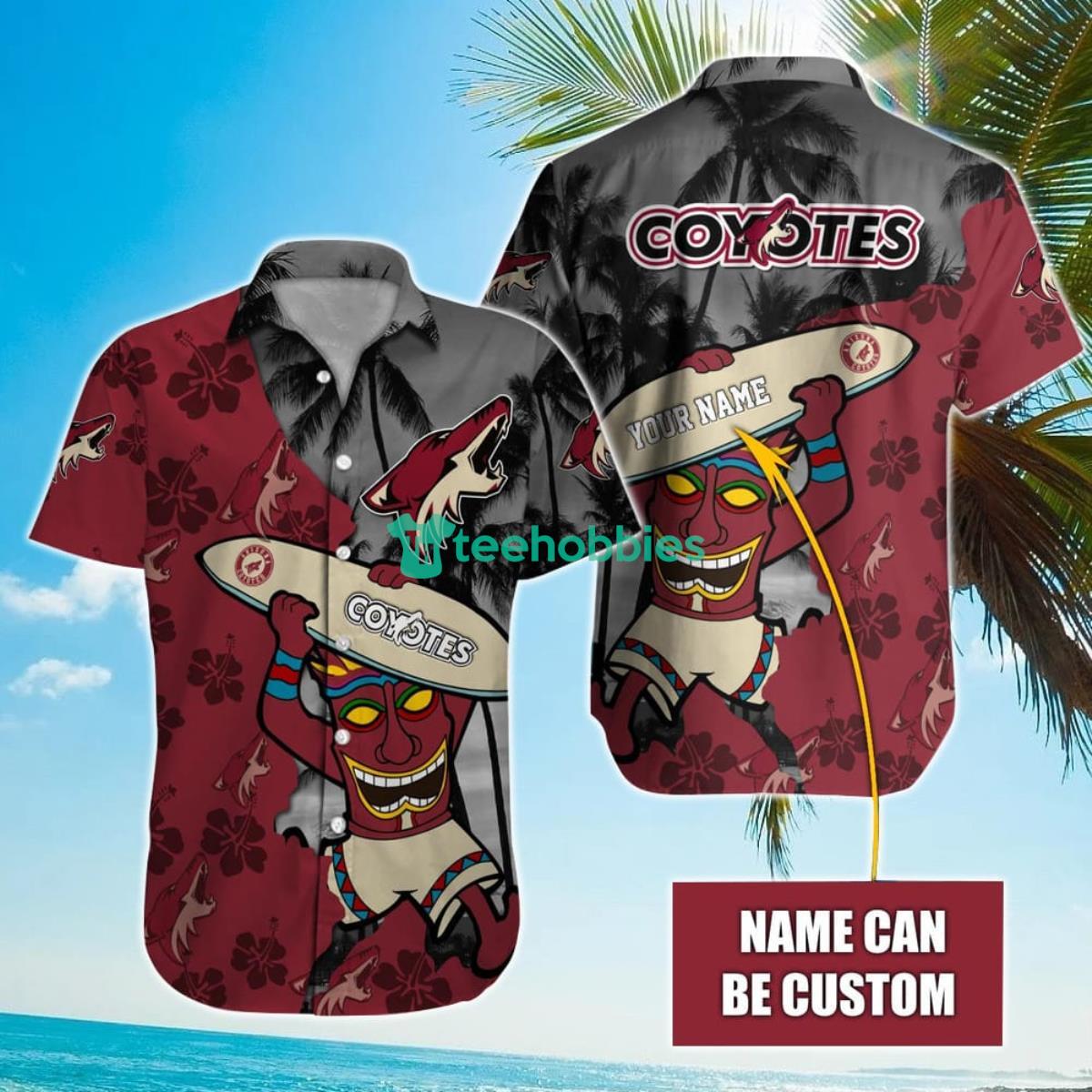 NHL Arizona Coyotes Beach Surfboard Hawaiian Shirt Custom Name Product Photo 1