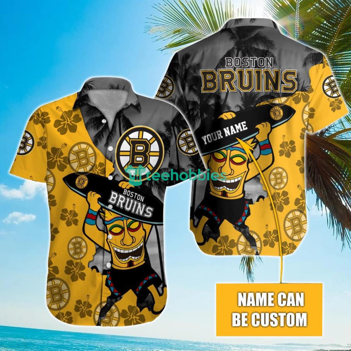NHL Boston Bruins Beach Surfboard Hawaiian Shirt Custom Name Product Photo 1