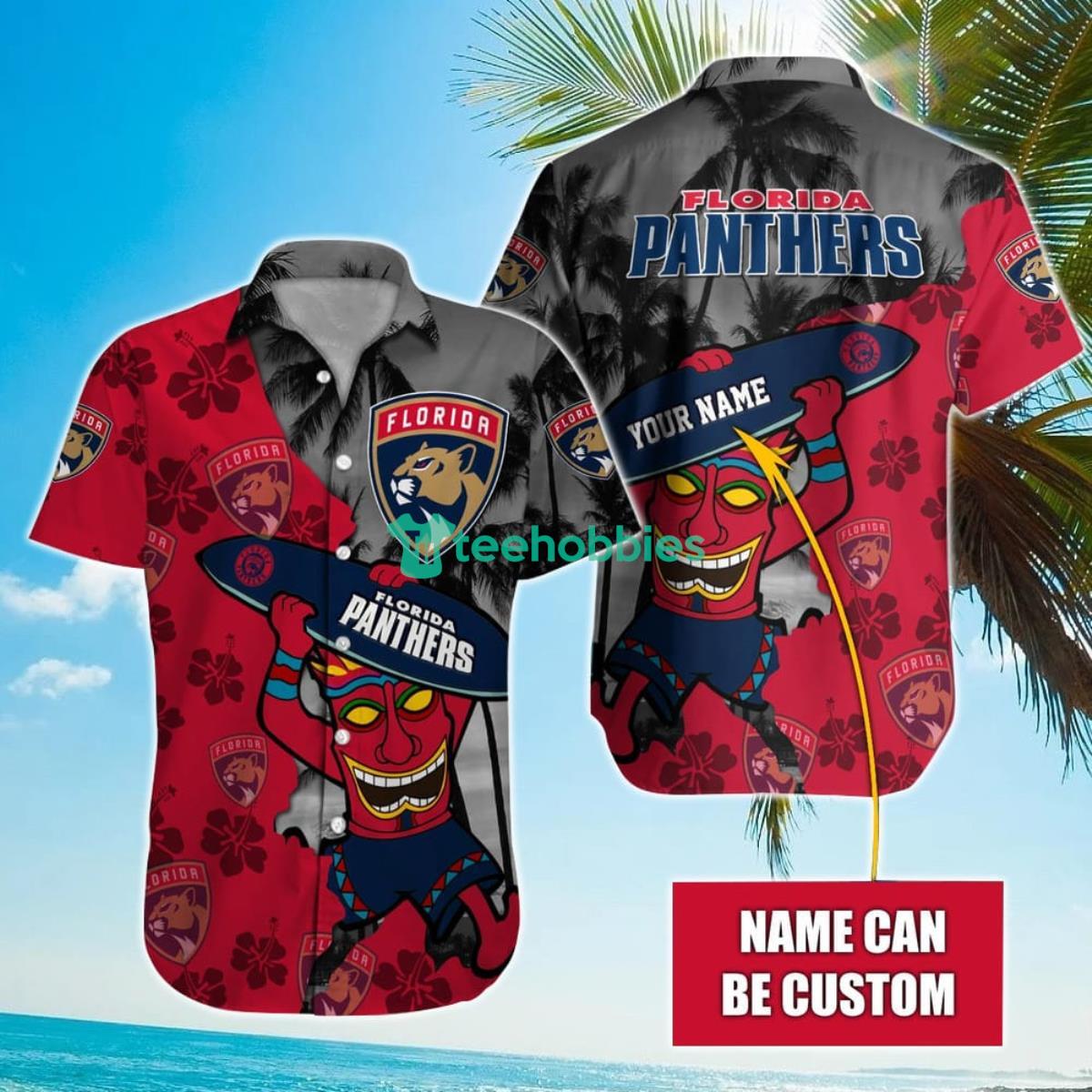 NHL Florida Panthers Beach Surfboard Hawaiian Shirt Custom Name Product Photo 1