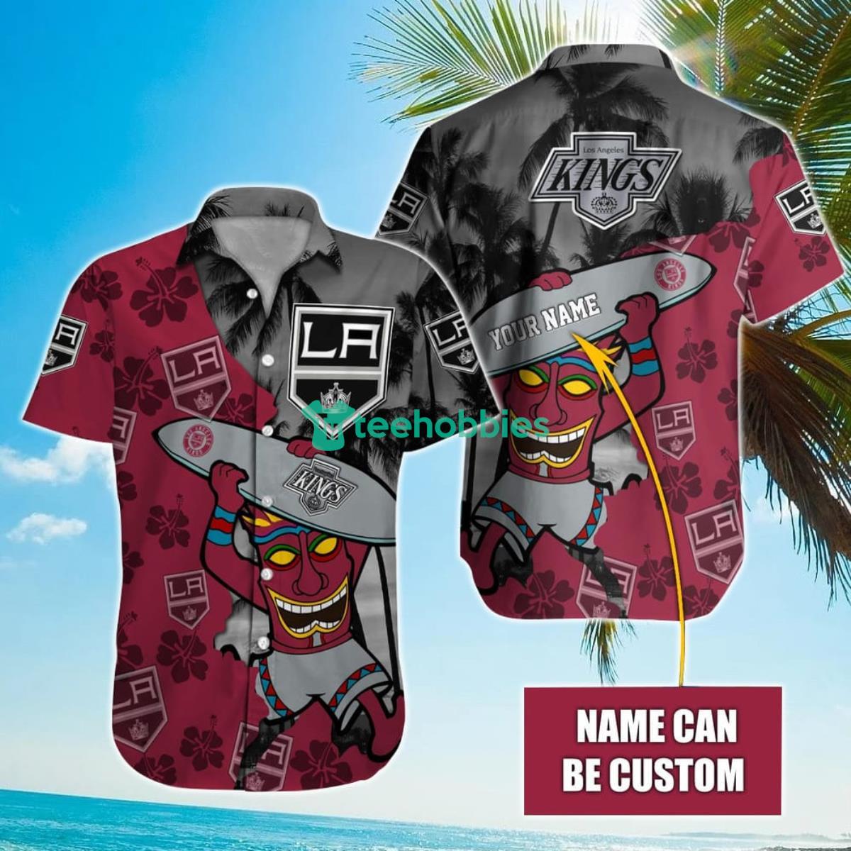 NHL Los Angeles Kings Beach Surfboard Hawaiian Shirt Custom Name Product Photo 1