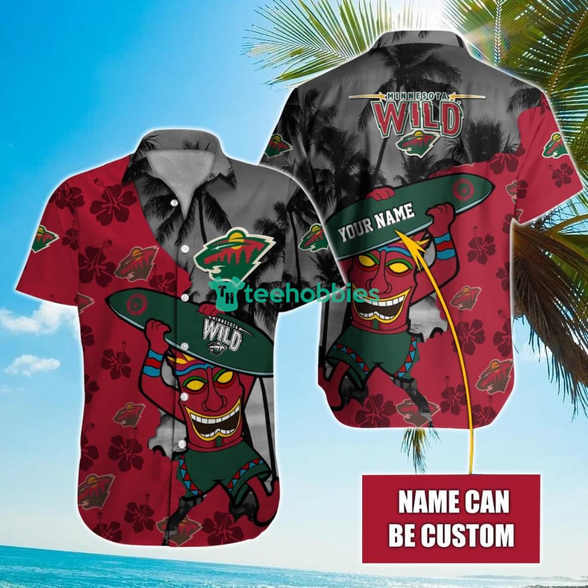 NHL Minnesota Wild Beach Surfboard Hawaiian Shirt Custom Name Product Photo 1
