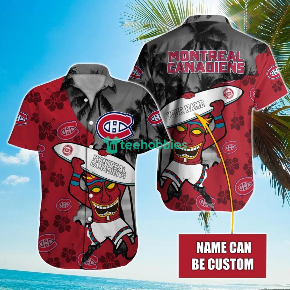 NHL Montreal Canadiens Beach Surfboard Hawaiian Shirt Custom Name Product Photo 1