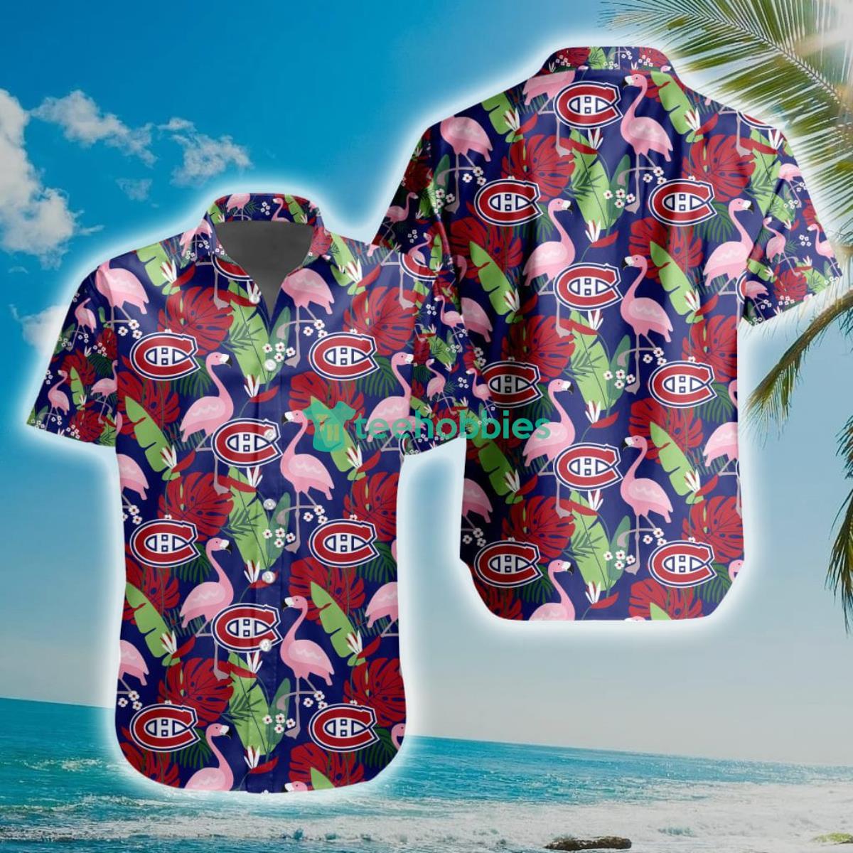 NHL Montreal Canadiens Flamingo Flowers Hawaiian Shirt Product Photo 1