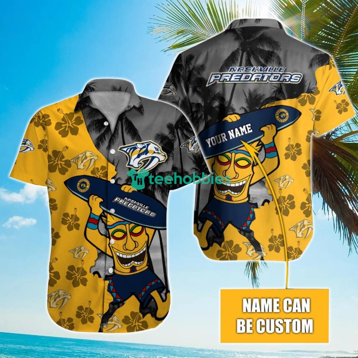 NHL Nashville Predators Beach Surfboard Hawaiian Shirt Custom Name Product Photo 1