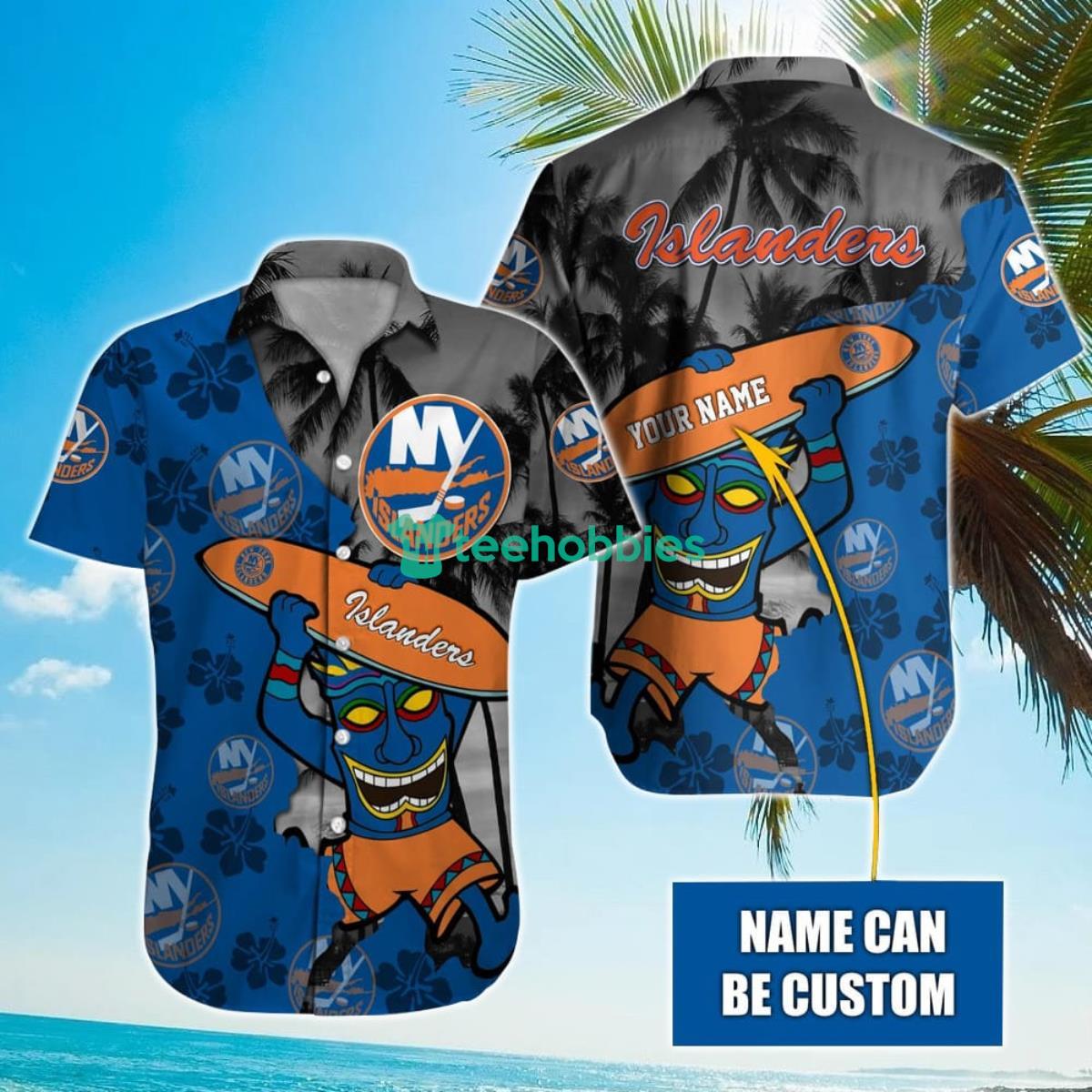 NHL New York Islanders Beach Surfboard Hawaiian Shirt Custom Name Product Photo 1