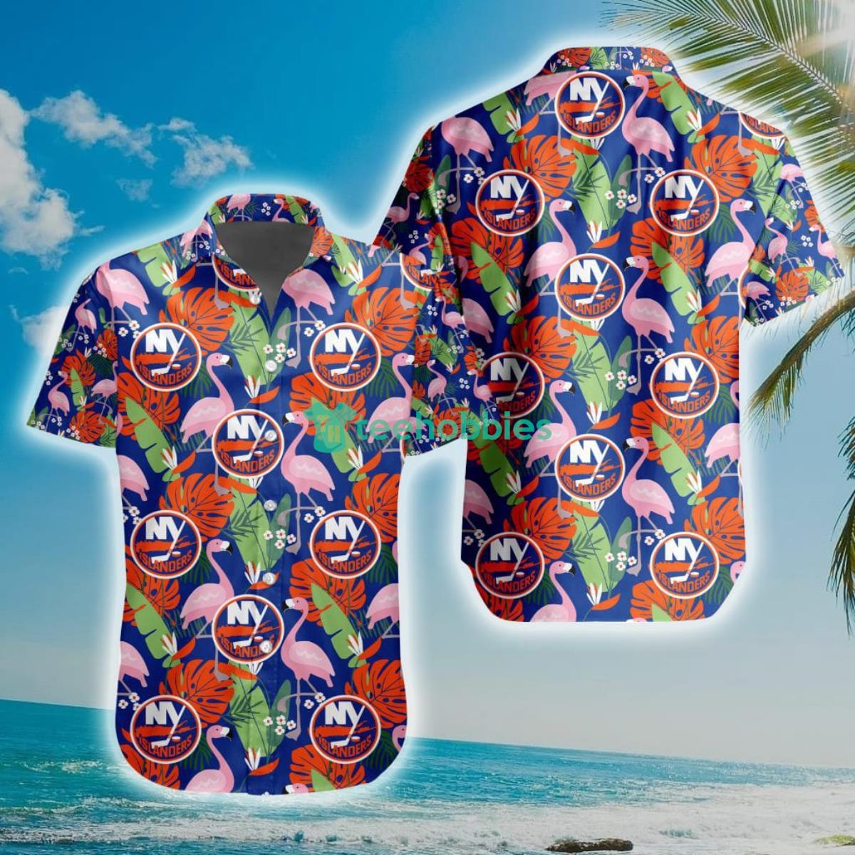 NHL New York Islanders Flamingo Flowers Hawaiian Shirt Product Photo 1