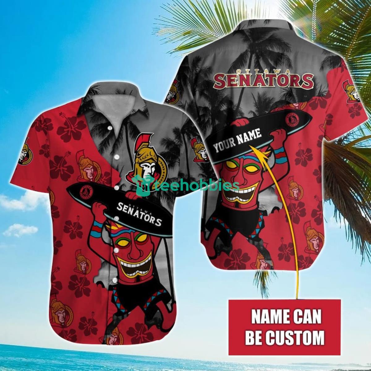 NHL Ottawa Senators Beach Surfboard Hawaiian Shirt Custom Name Product Photo 1