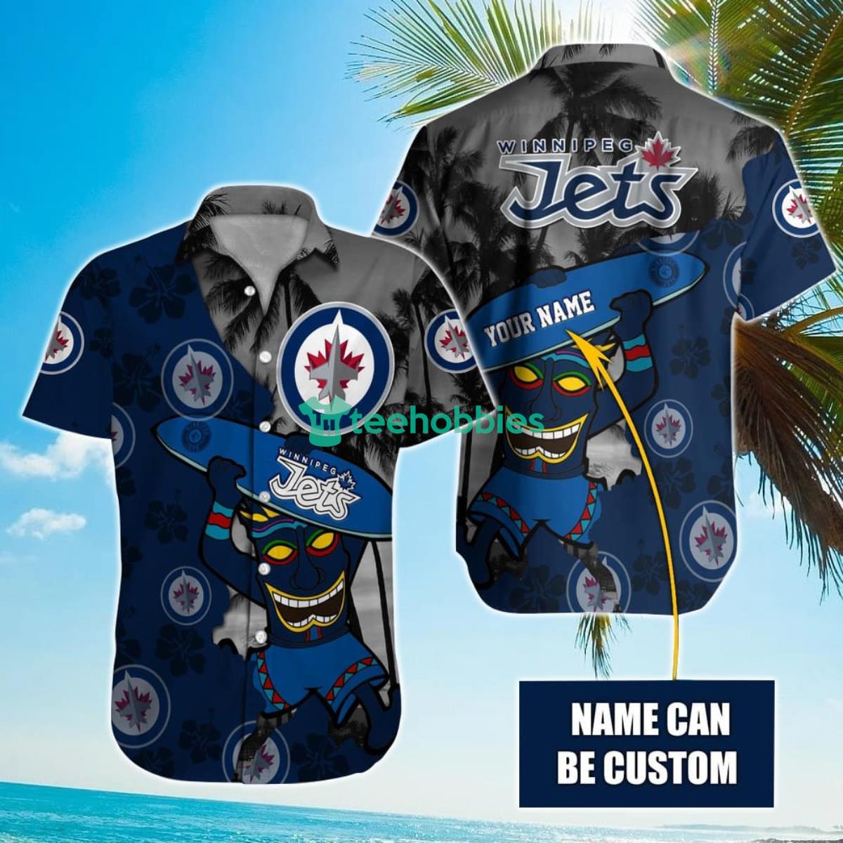 NHL Winnipeg Jets Beach Surfboard Hawaiian Shirt Custom Name Product Photo 1