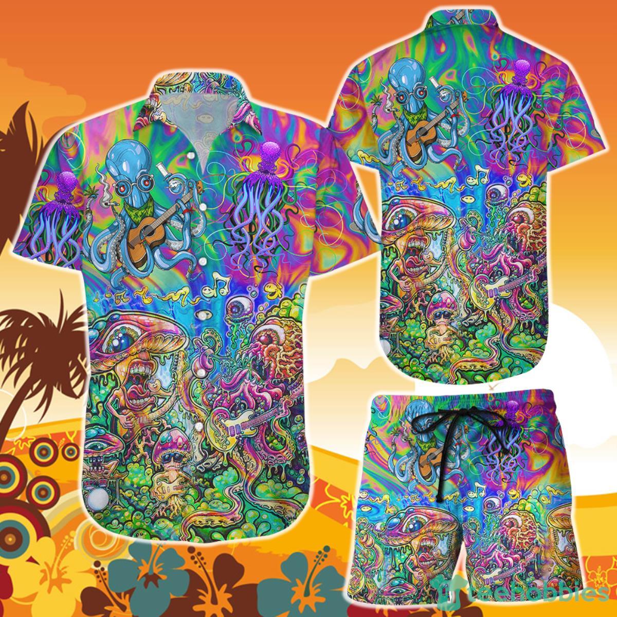 Octopus Trippy Hippie Beach Aloha Hawaii Shirt and Short Octopus Lover Gifts Product Photo 1