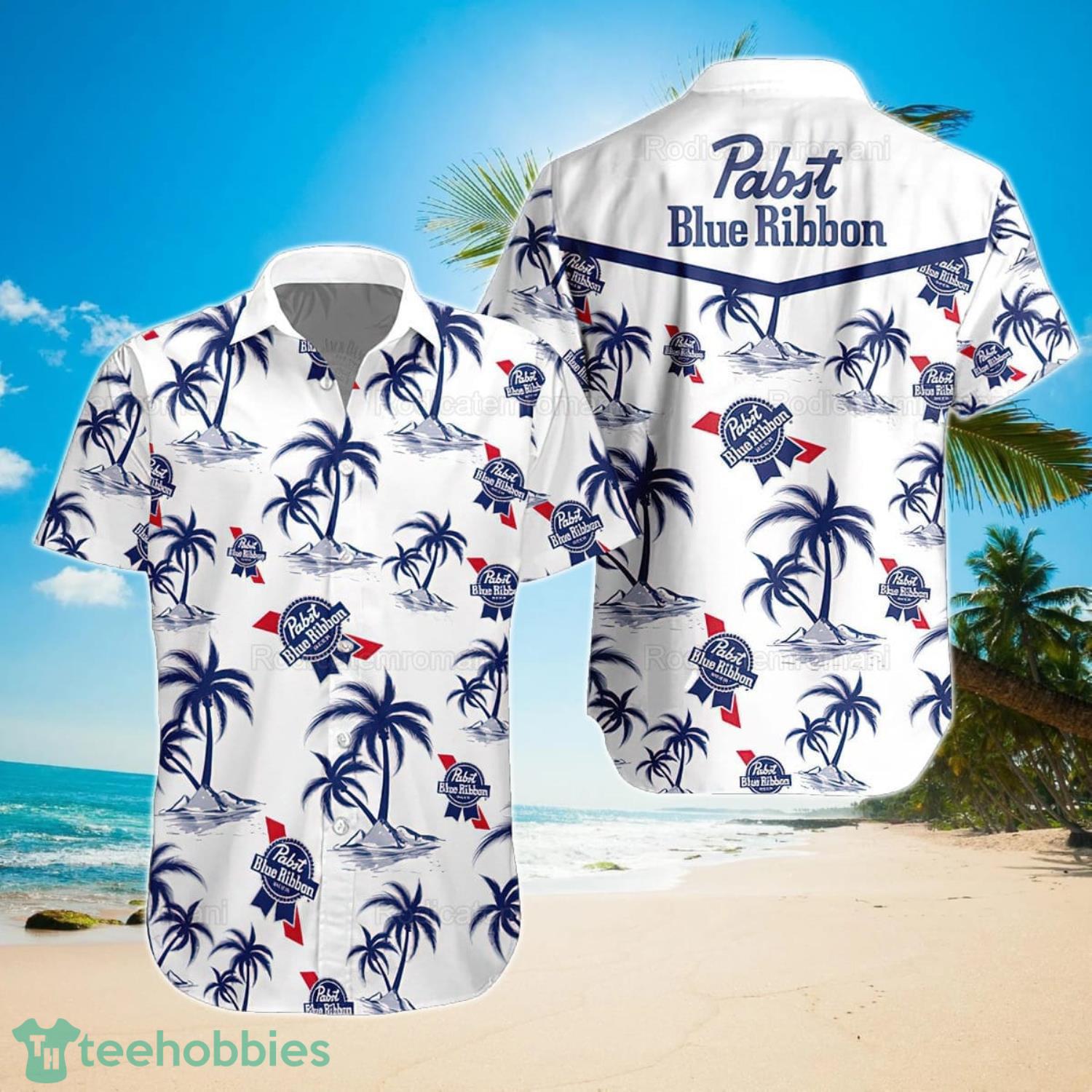 Pabst Blue Ribbon Hawaiian Shirt Product Photo 1