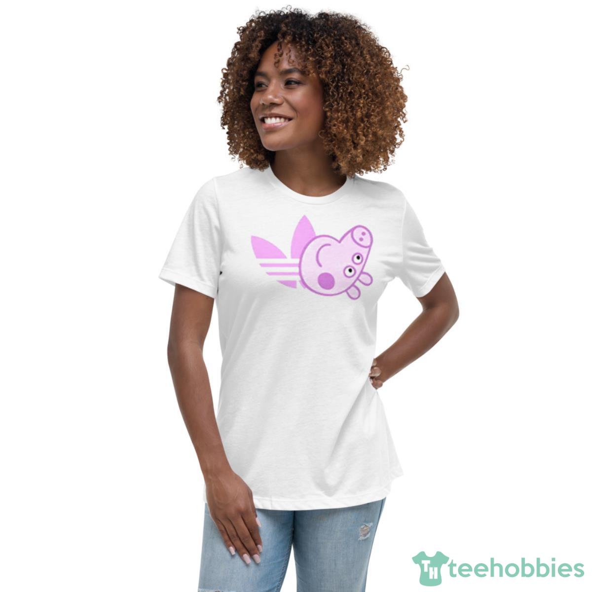 Peppa Pig X Adidas Pink Logo Parody Shirt - Womens Relaxed Short Sleeve Jersey Tee Peppa Pig X Adidas Pink Logo Parody Shirt - Womens Relaxed Short Sleeve Jersey Tee