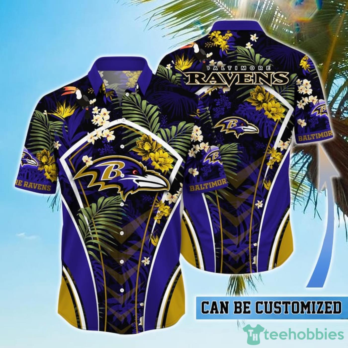 Personalized Baltimore Ravens NFL Flower Summer Tropical Hawaiian Shirt Product Photo 1