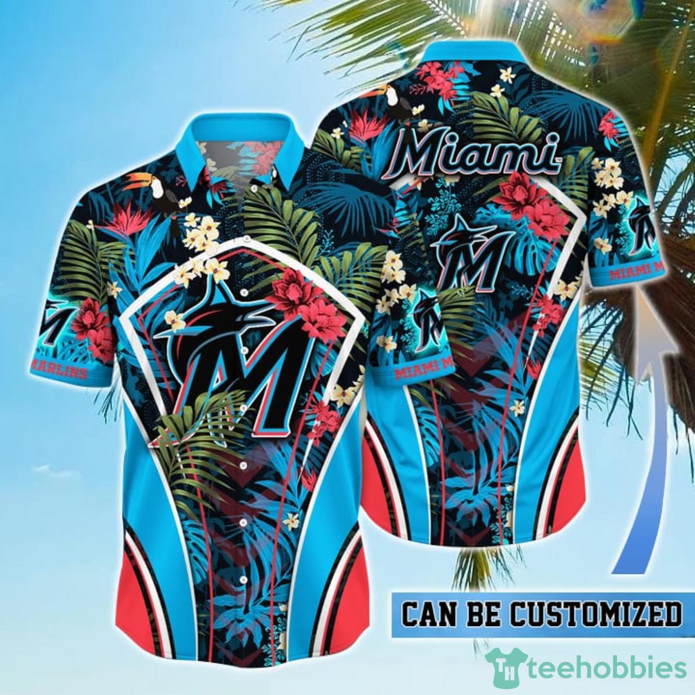 Personalized Miami Marlins MLB Flower Summer Tropical Hawaiian Shirt Product Photo 1