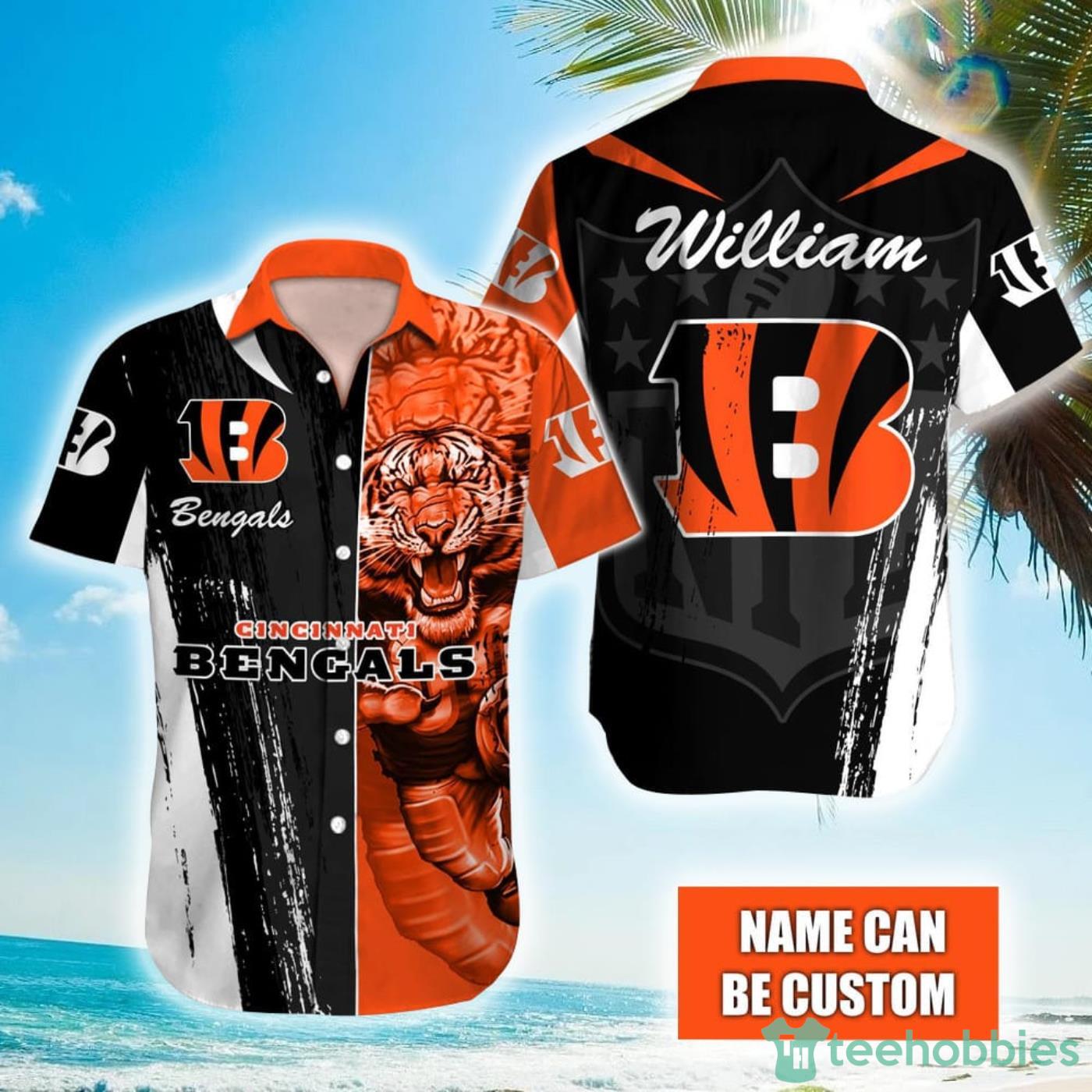 Personalized NFL Cincinnati Bengals Special Half Tone Mascot Hawaiian Shirt Product Photo 1