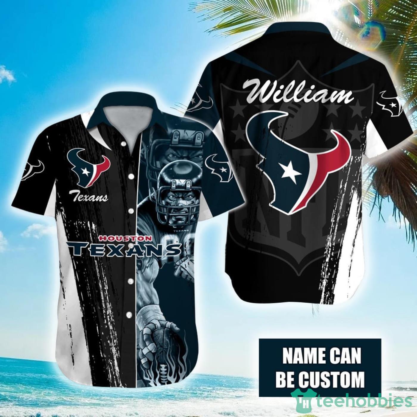 Personalized NFL Houston Texans Special Half Tone Mascot Hawaiian Shirt Product Photo 1