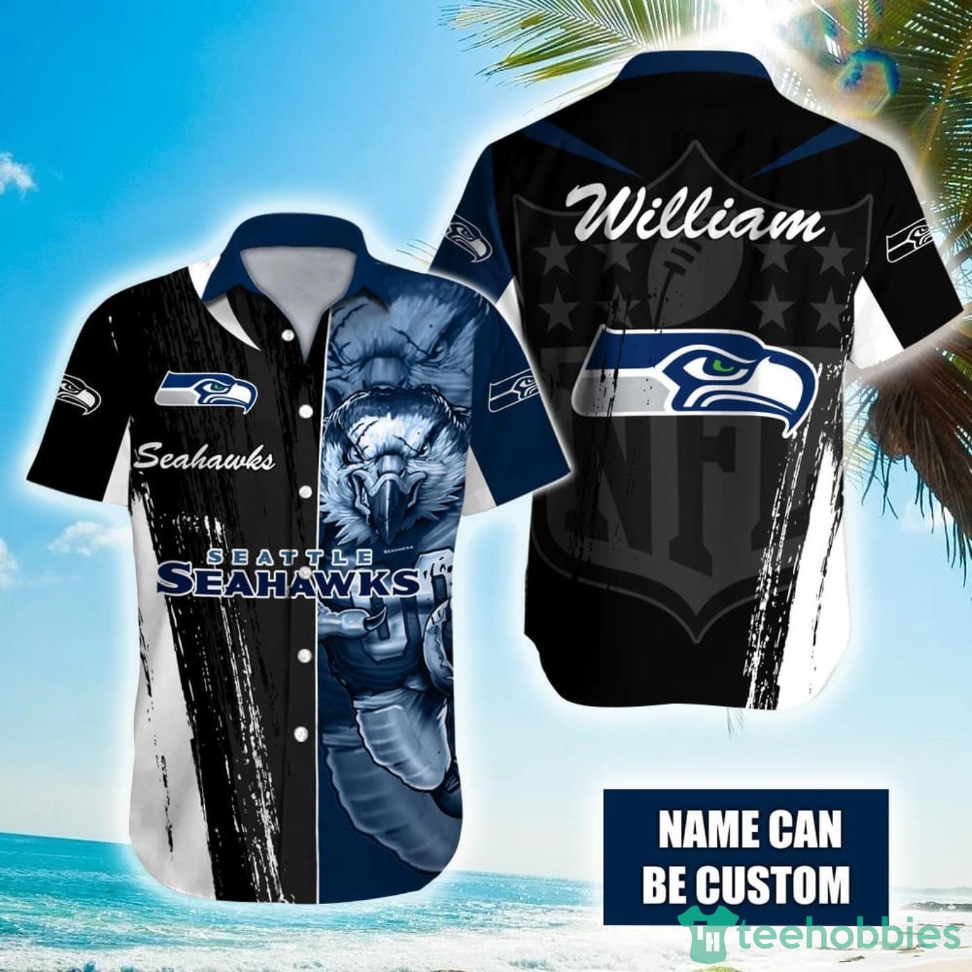 Personalized NFL Seattle Seahawks Special Half Tone Mascot Hawaiian Shirt Product Photo 1