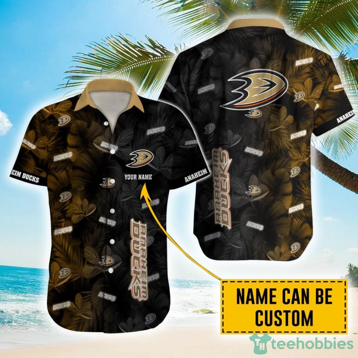 Personalized NHL Anaheim Ducks Palm Leafs Hawaiian Shirt Product Photo 1