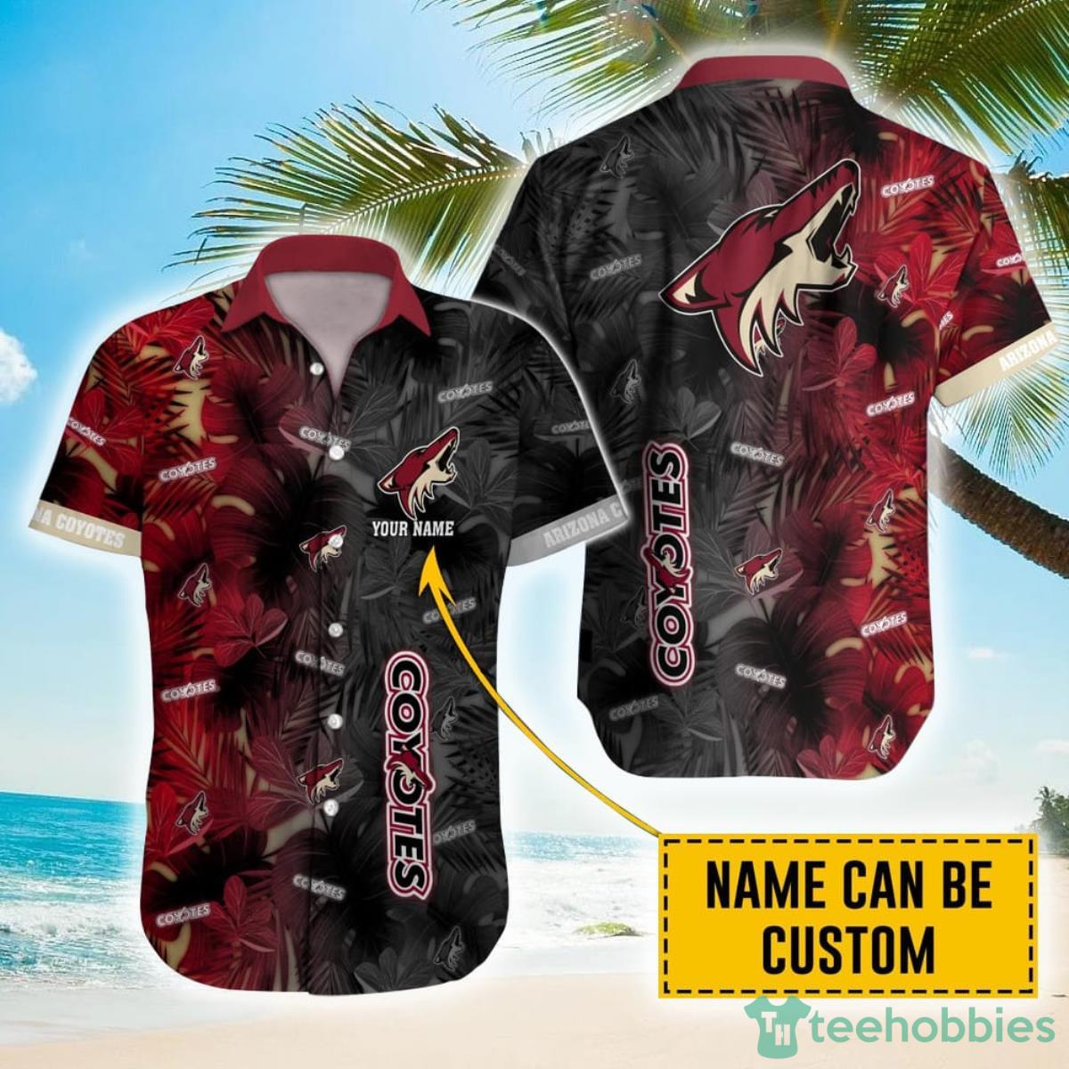 Personalized NHL Arizona Coyotes Palm Leafs Hawaiian Shirt Product Photo 1