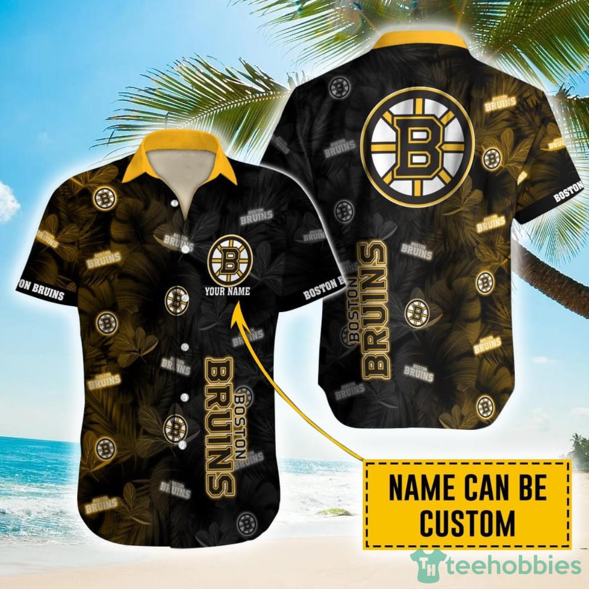 Personalized NHL Boston Bruins Palm Leafs Hawaiian Shirt Product Photo 1