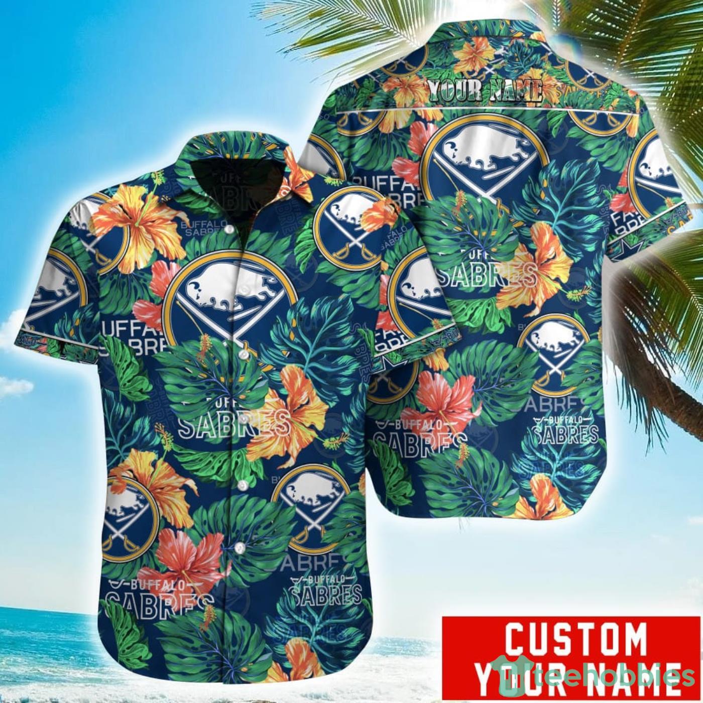 Personalized NHL Buffalo Sabres Tropical Floral Hawaiian Shirt Product Photo 1