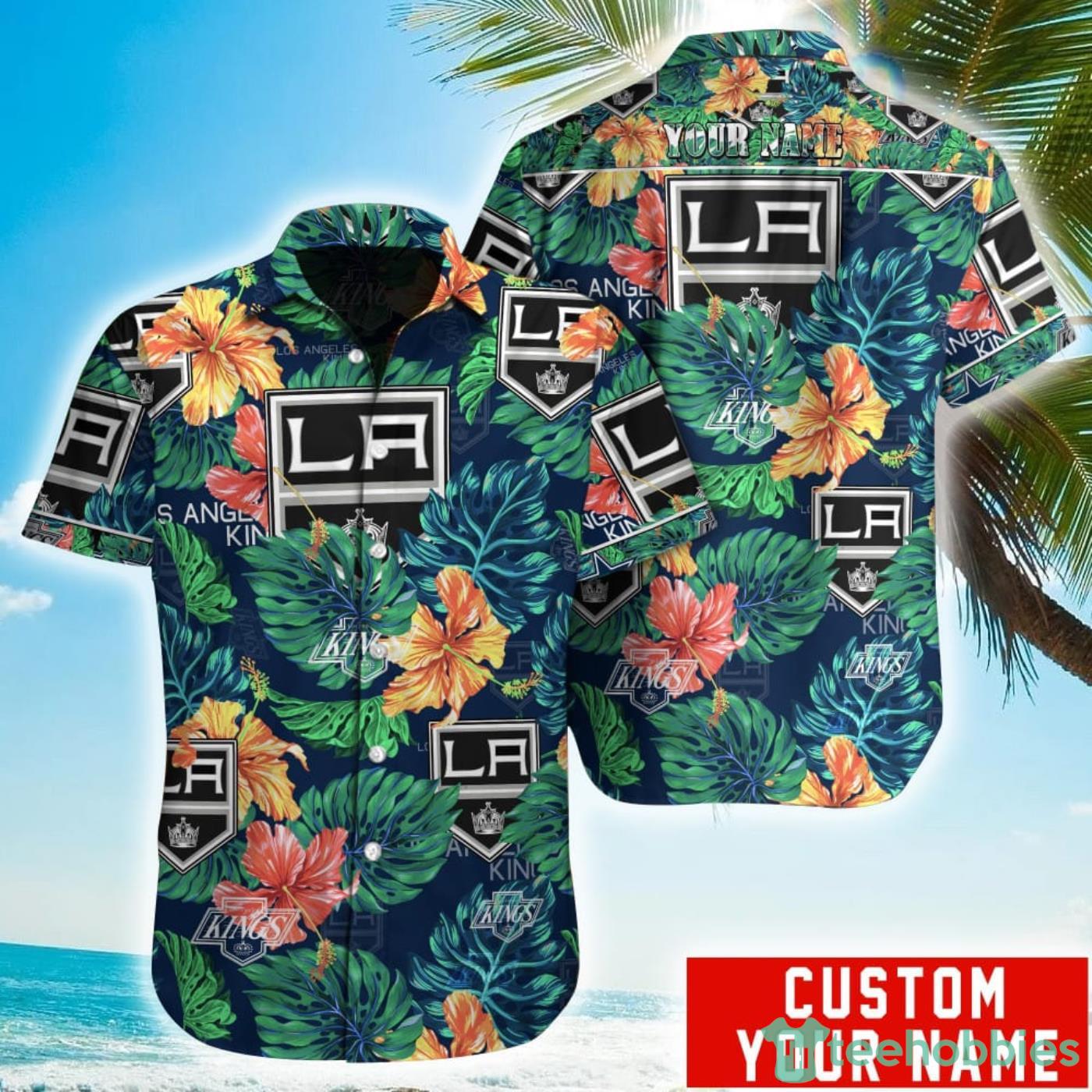 Personalized NHL Los Angeles Kings Tropical Floral Hawaiian Shirt Product Photo 1