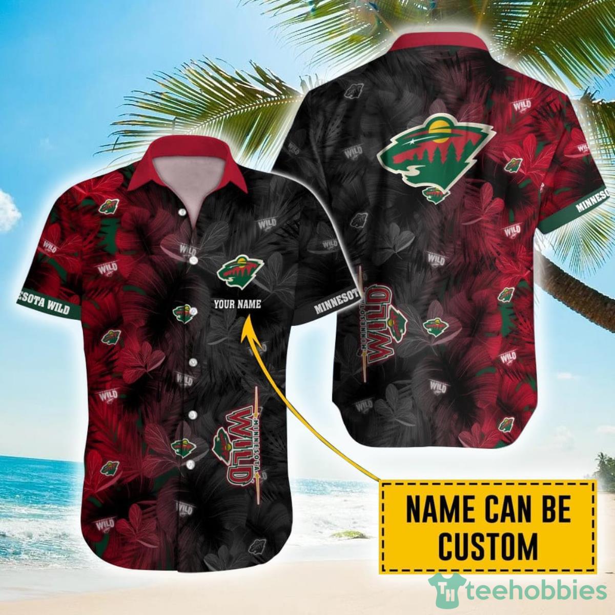 Personalized NHL Minnesota Wild Palm Leafs Hawaiian Shirt Product Photo 1