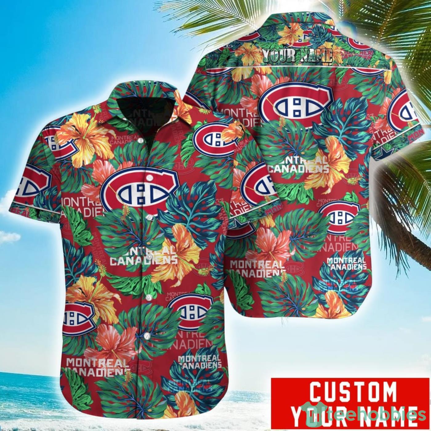 Personalized NHL Montreal Canadiens Tropical Floral Hawaiian Shirt Product Photo 1