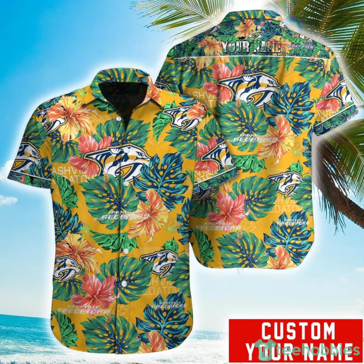 Personalized NHL Nashville Predators Tropical Floral Hawaiian Shirt Product Photo 1