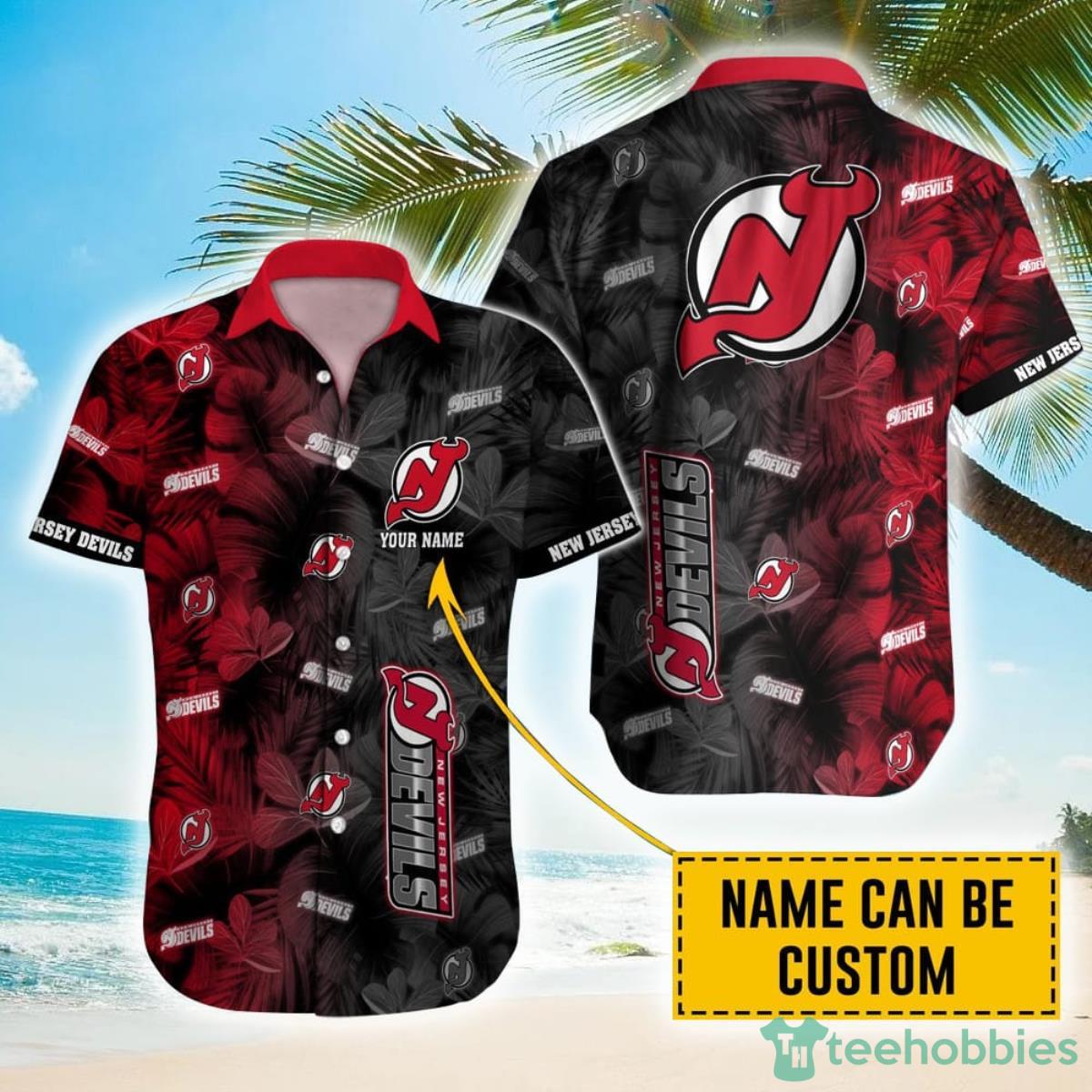Personalized NHL New Jersey Devils Palm Leafs Hawaiian Shirt Product Photo 1