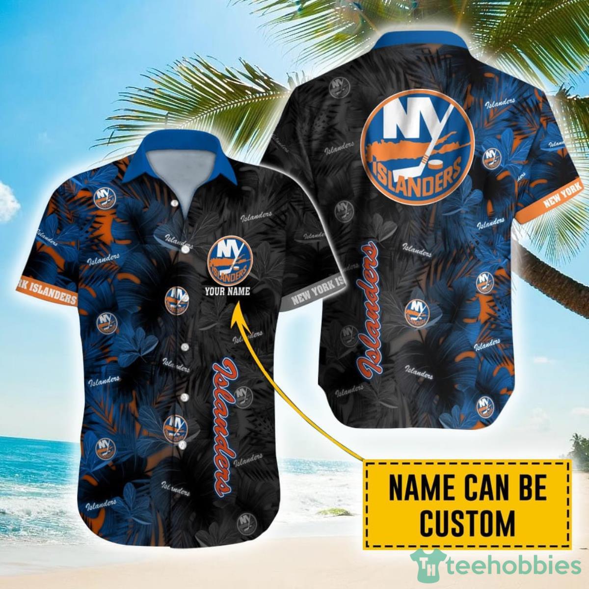 Personalized NHL New York Islanders Palm Leafs Hawaiian Shirt Product Photo 1