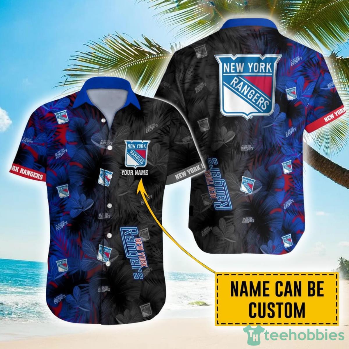 Personalized NHL New York Rangers Palm Leafs Hawaiian Shirt Product Photo 1