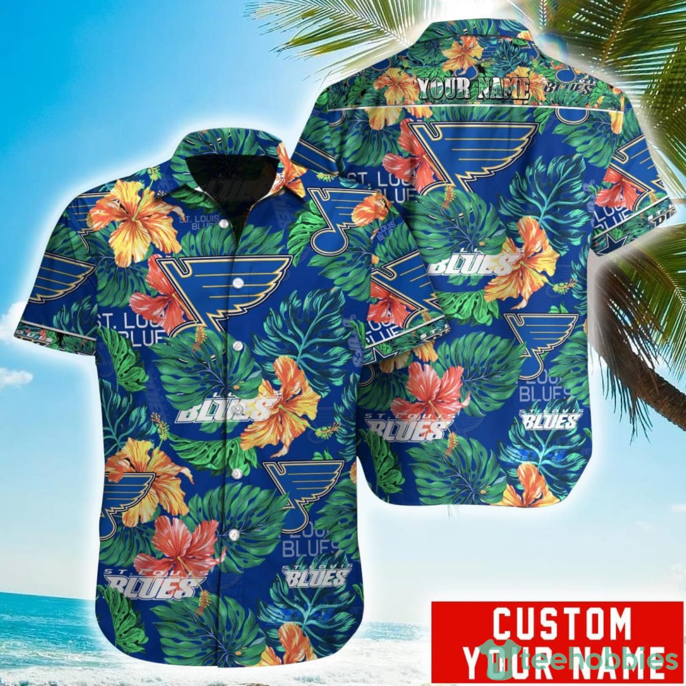 Personalized NHL St. Louis Blues Tropical Floral Hawaiian Shirt Product Photo 1