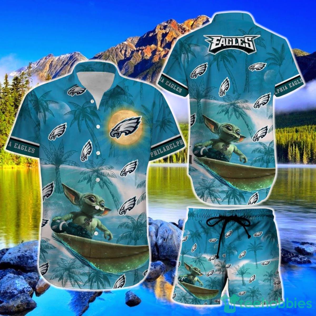 Philadelphia Eagles Footbal NFL Baby Yoda Hawaiian Shirt And Short Style Summer Gift For Men Women Product Photo 1