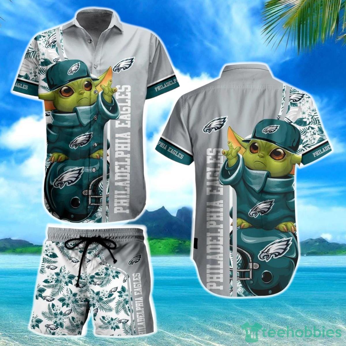 Philadelphia Eagles Football NFL Baby Yoda Hawaiian Shirt And Short New Collection Summer Perfect Gift For Fan Product Photo 1