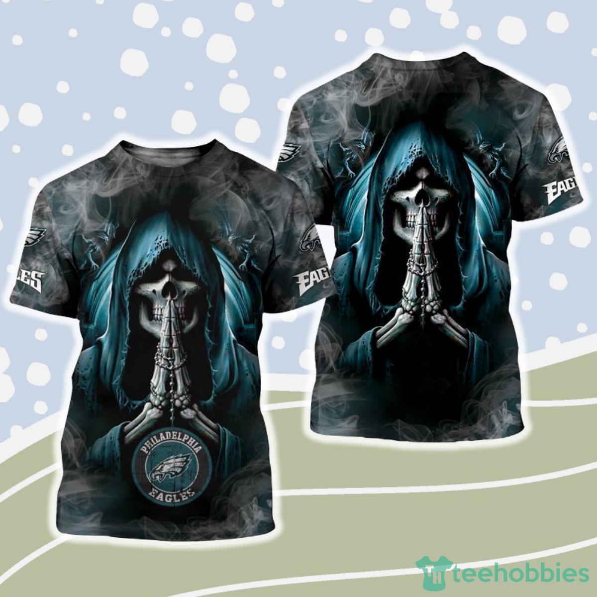 Philadelphia Eagles NFL 3D Shirt Background Skull Smoke Product Photo 1